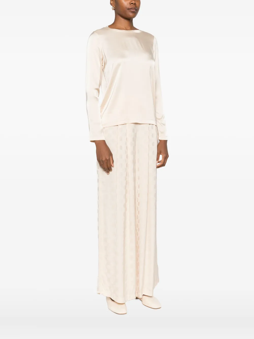 Dixie Long-sleeve Satin T-shirt In Neutral
