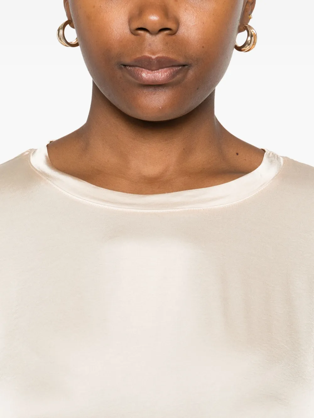 Dixie Long-sleeve Satin T-shirt In Neutral