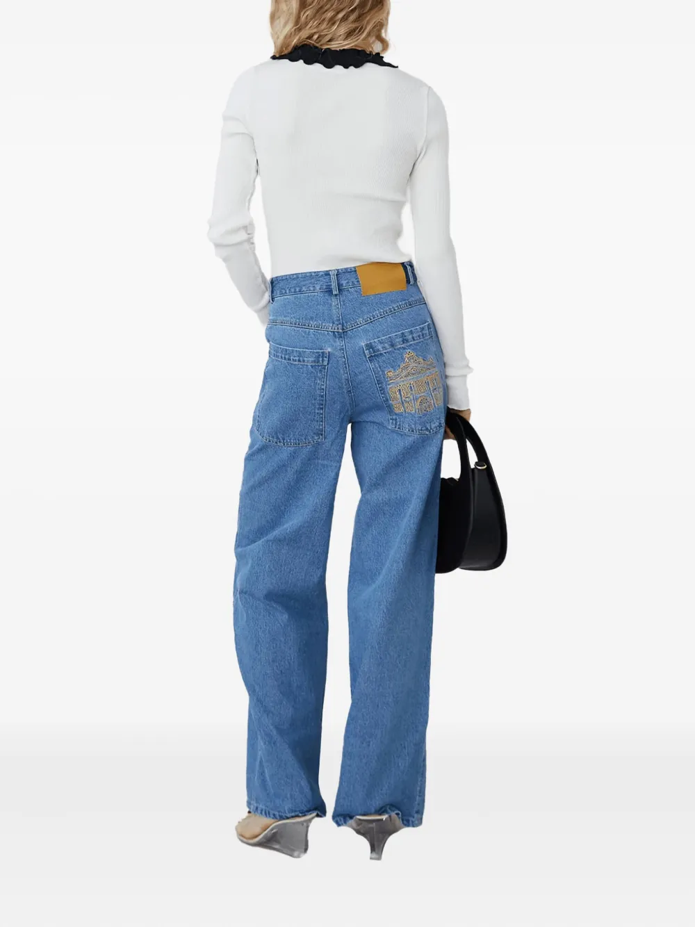 Operasport Camèlia Embroidered-pocket Jeans In Blue