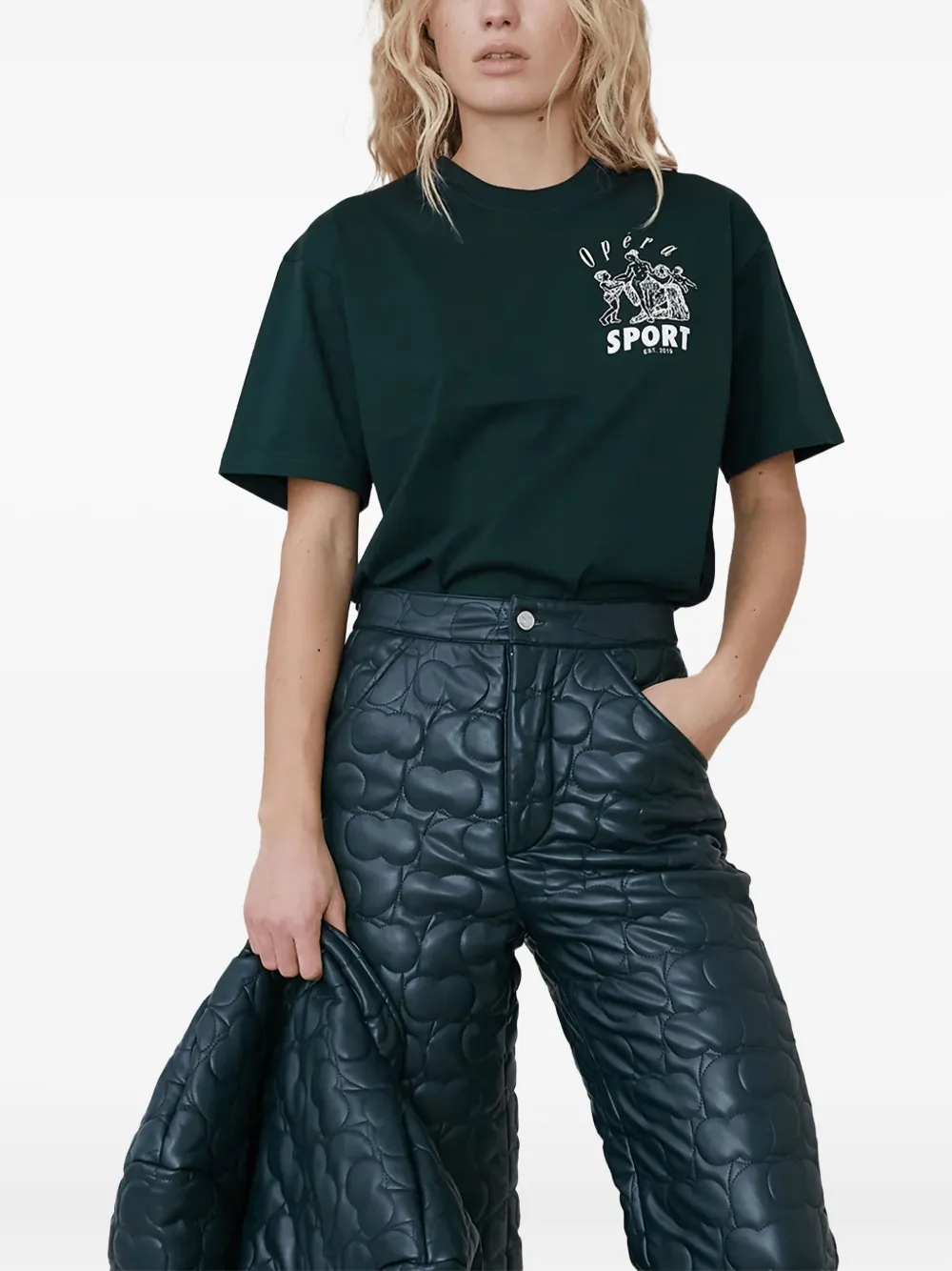OpéraSPORT Marcel T-shirt van biologisch katoen met grafische print - Groen