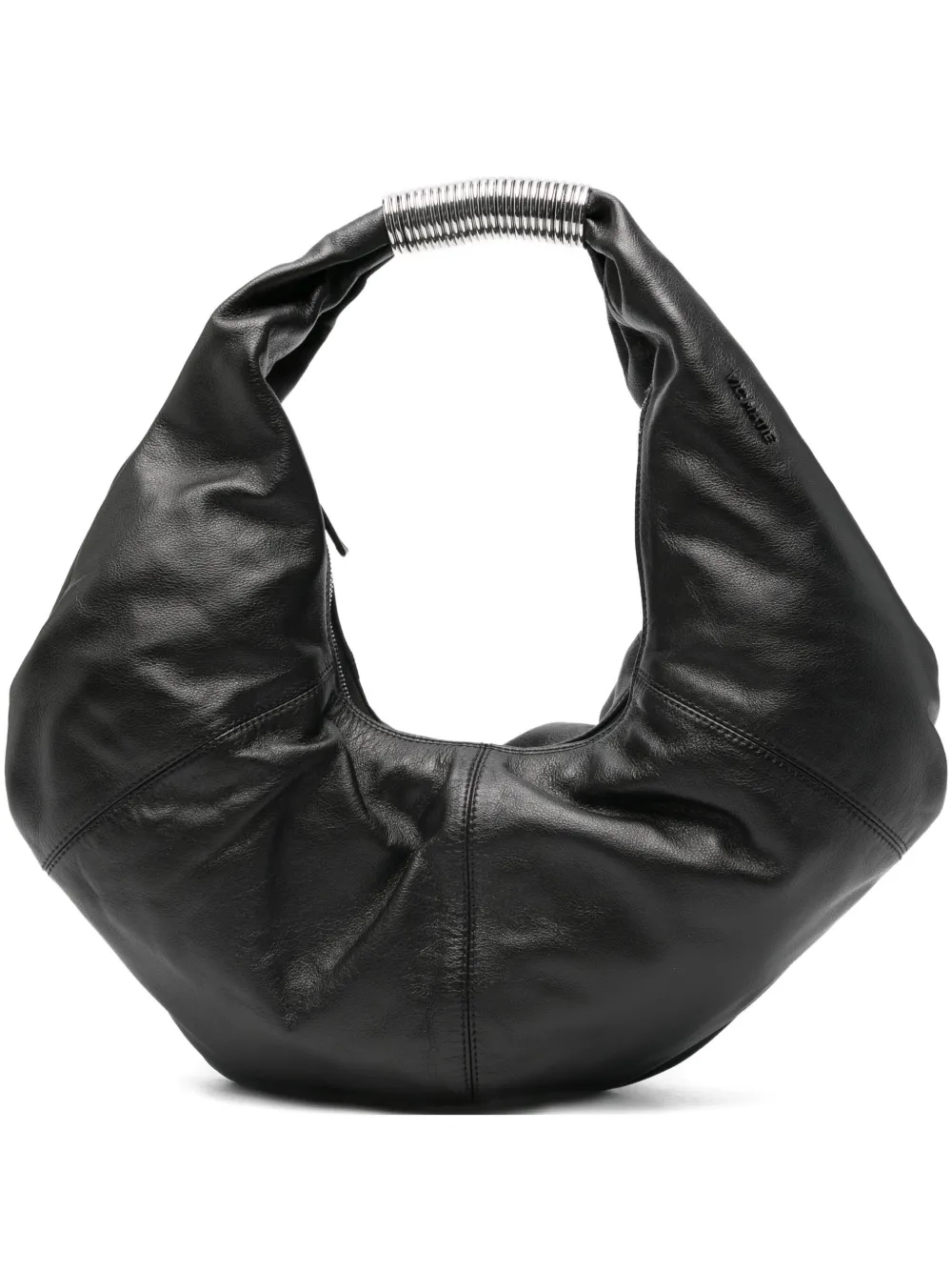 Vic Matie Curved-handle Leather Tote Bag In Black