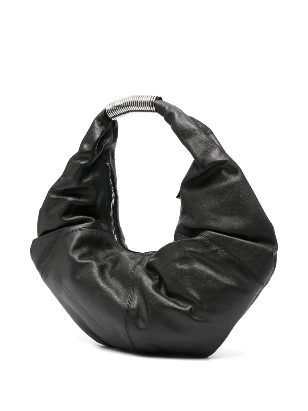Vic Matie curved-handle leather tote bag - Zwart