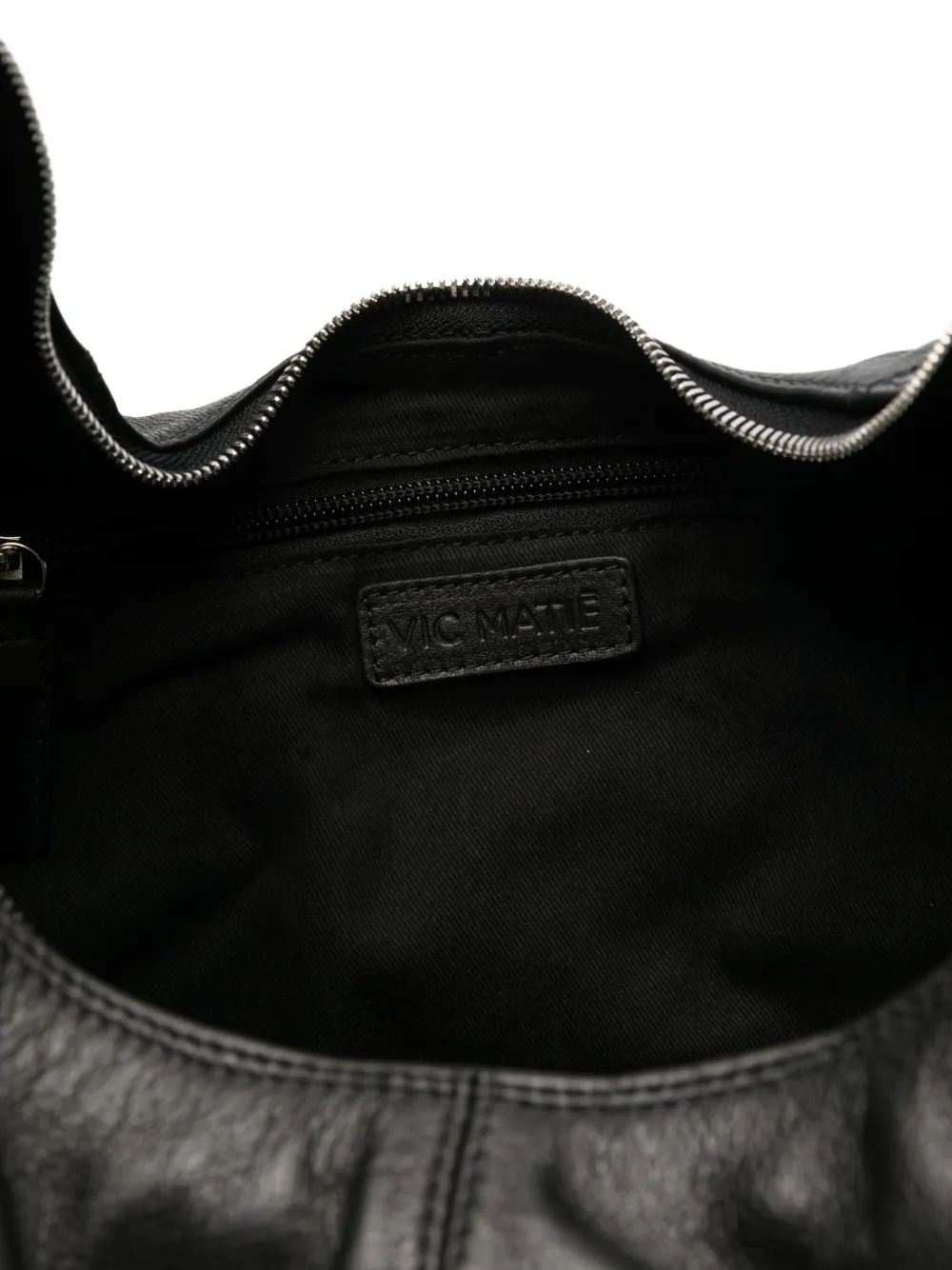 Vic Matie Curved-handle Leather Tote Bag In Black