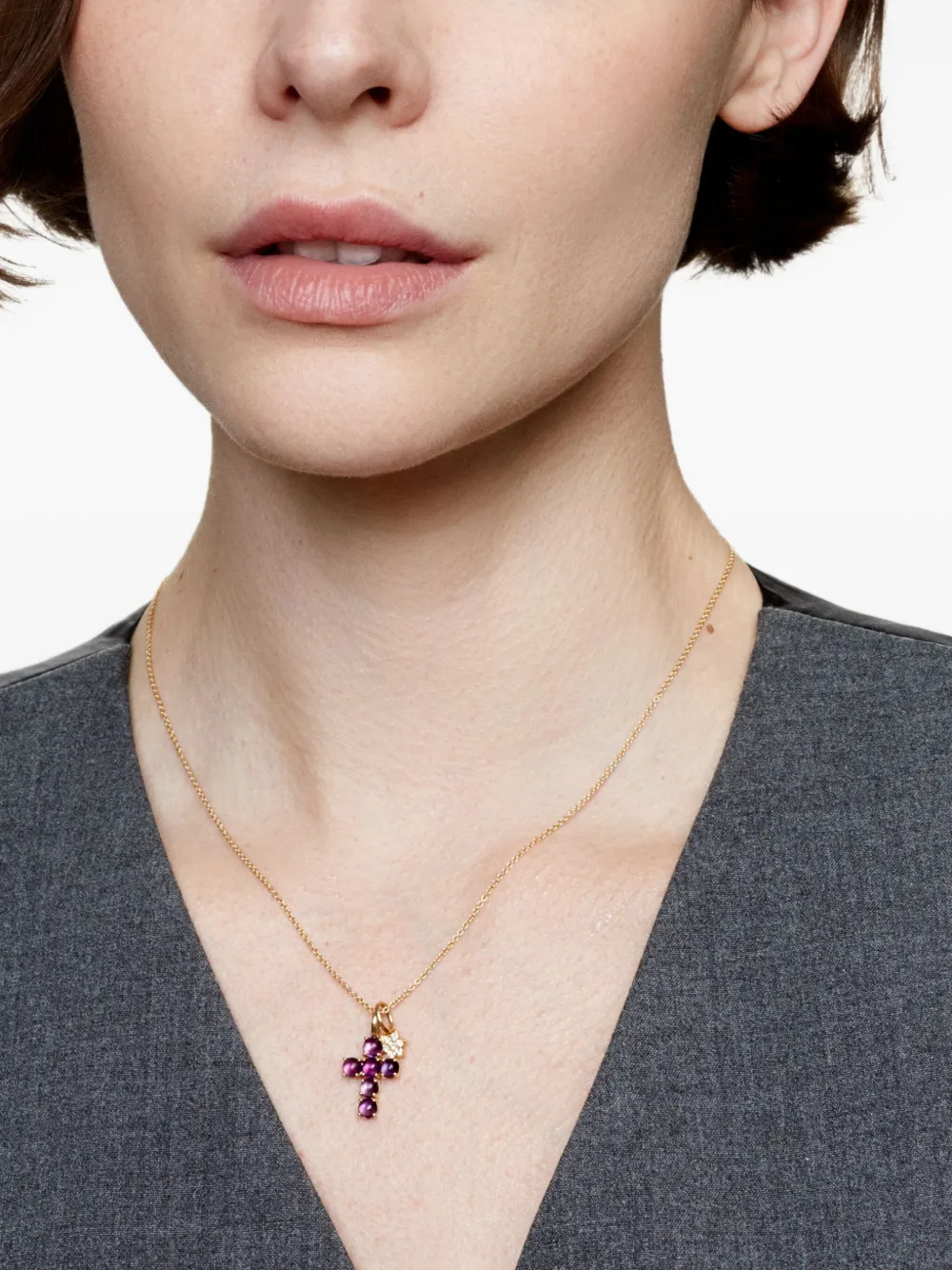 We by WHITEbIRD 18K yellow gold Ismène Cross amethyst pendant | Image 2