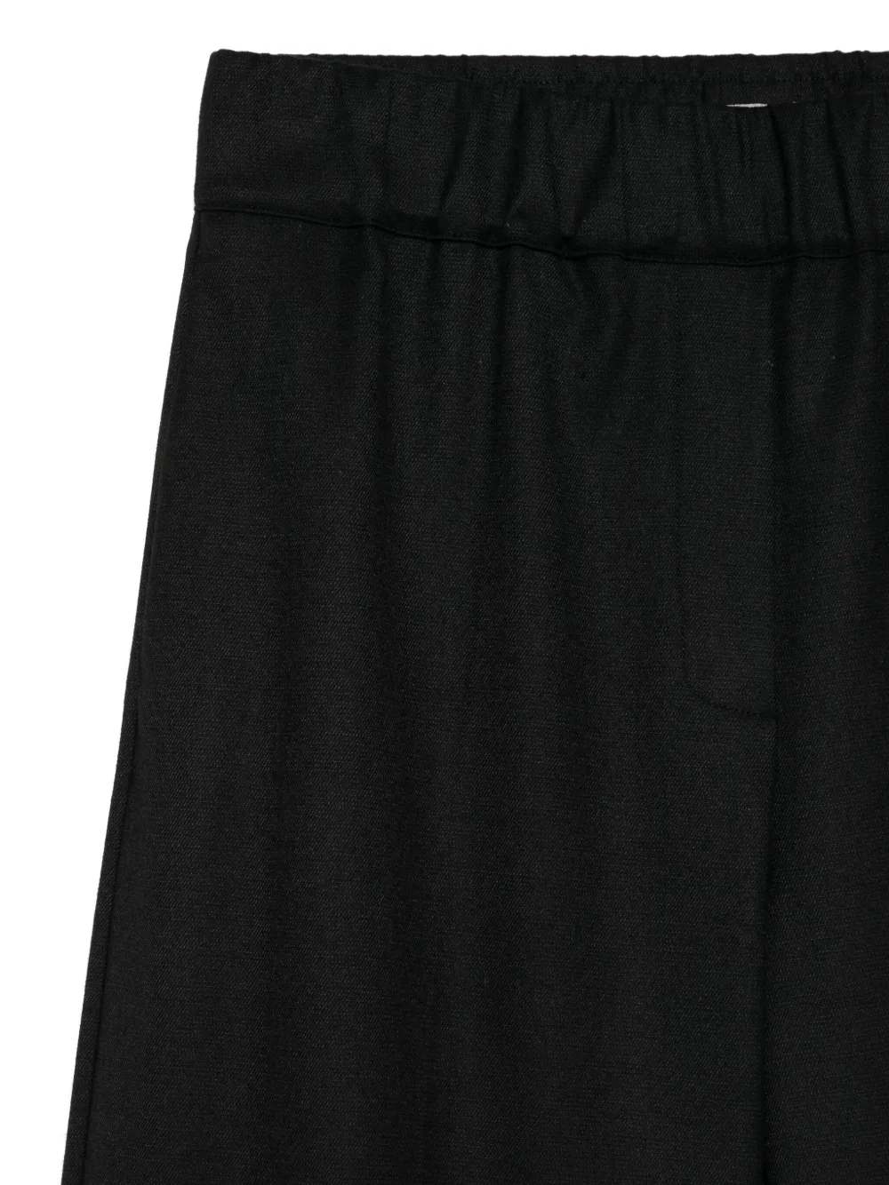 D Exterior Wide-leg Cropped Trousers With Elastic Waistband In Black