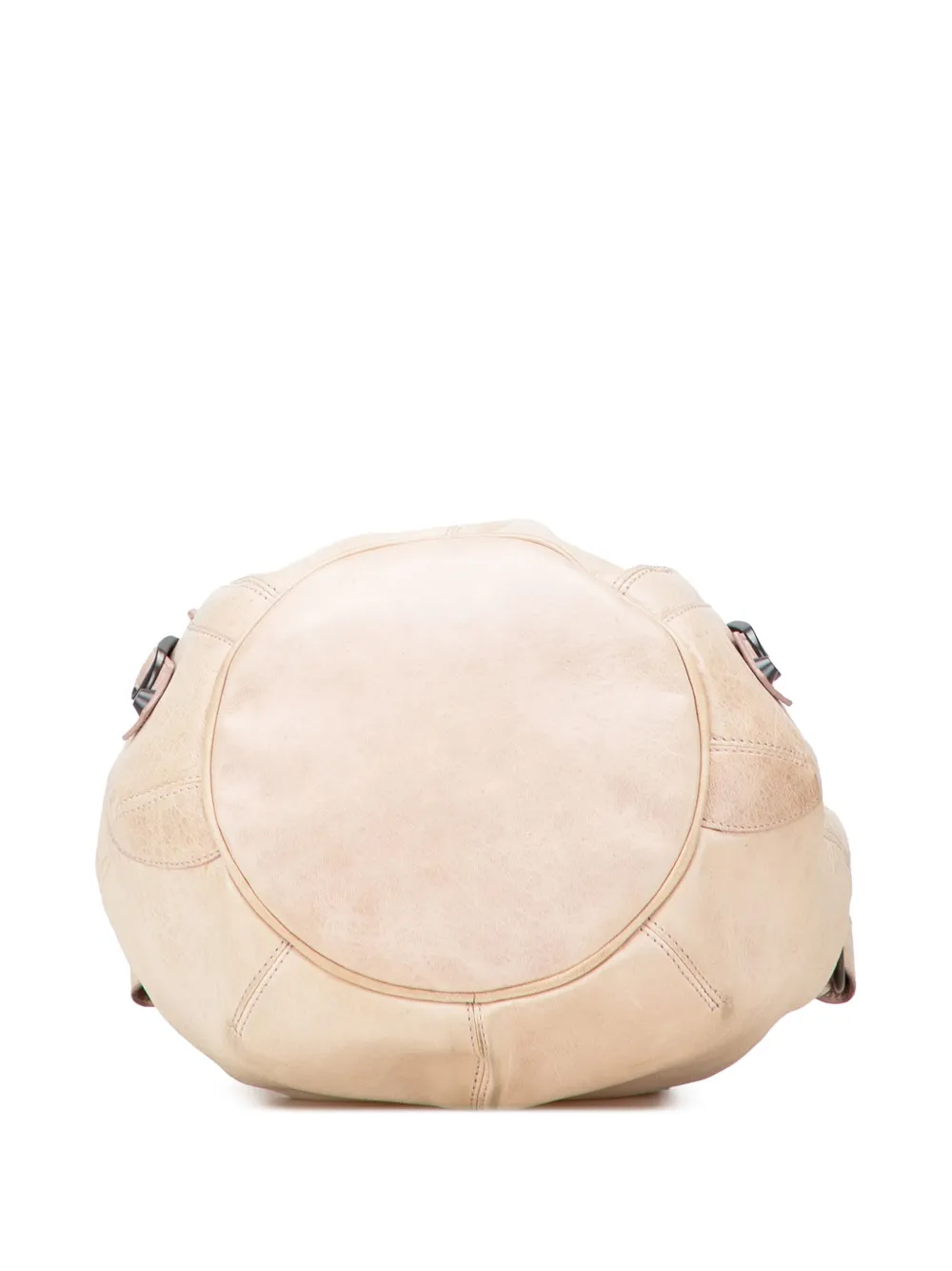 Pre-owned Balenciaga 2005-2025 Mini Lambskin Motocross Pompon Bag Satchel In Brown