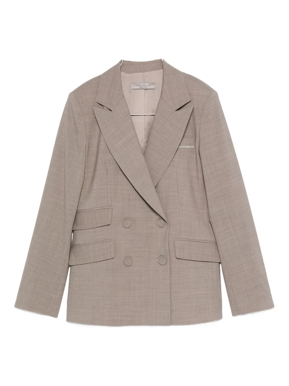 D Exterior Double-breasted Flap-pocket Jacket In Gray