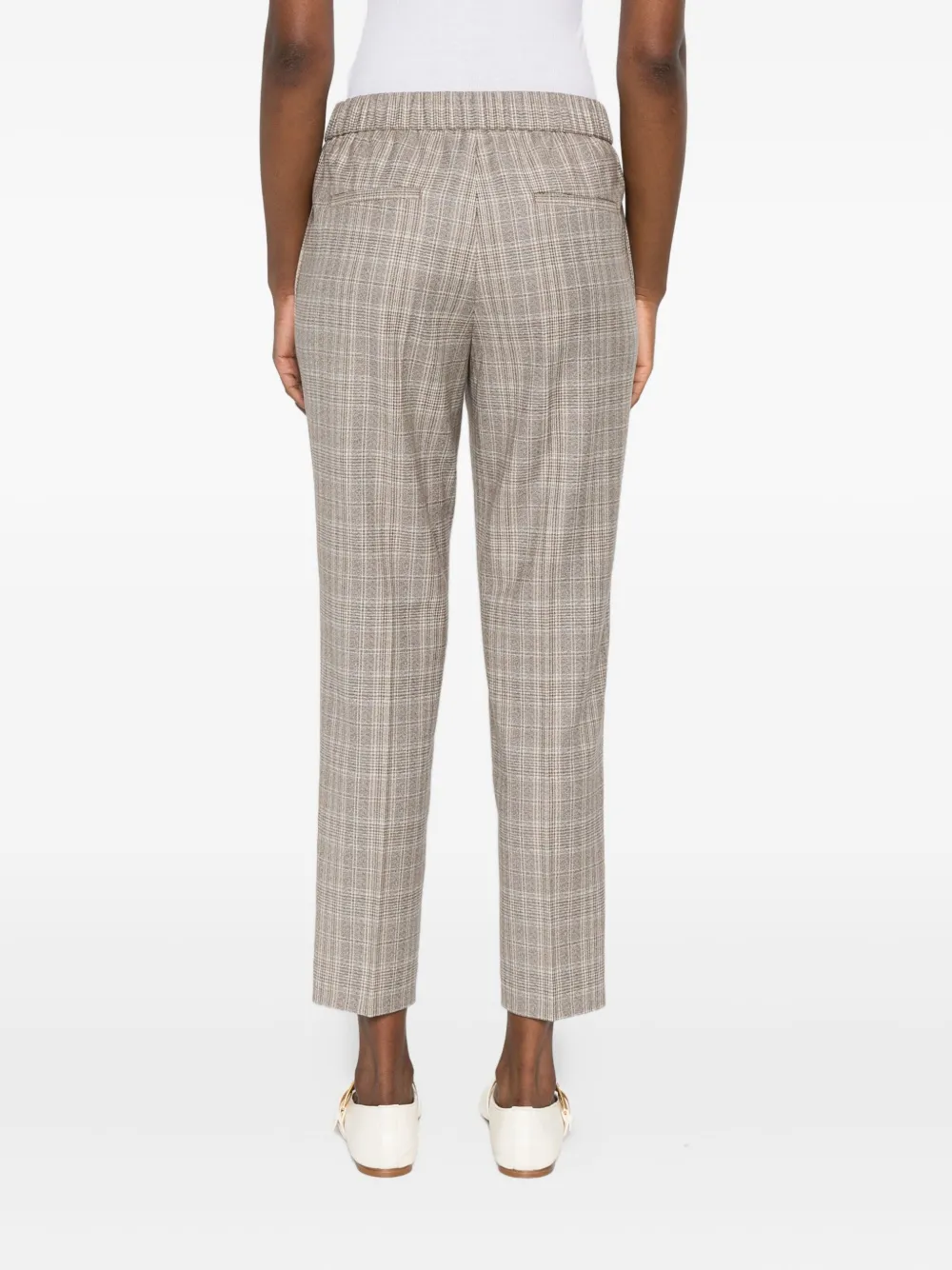 Peserico Checked Elasticated-waist Trousers In Neutral