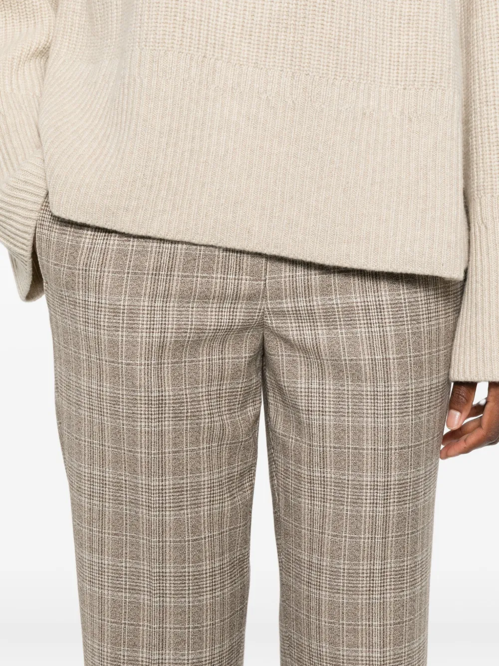 Peserico Checked Elasticated-waist Trousers In Neutral