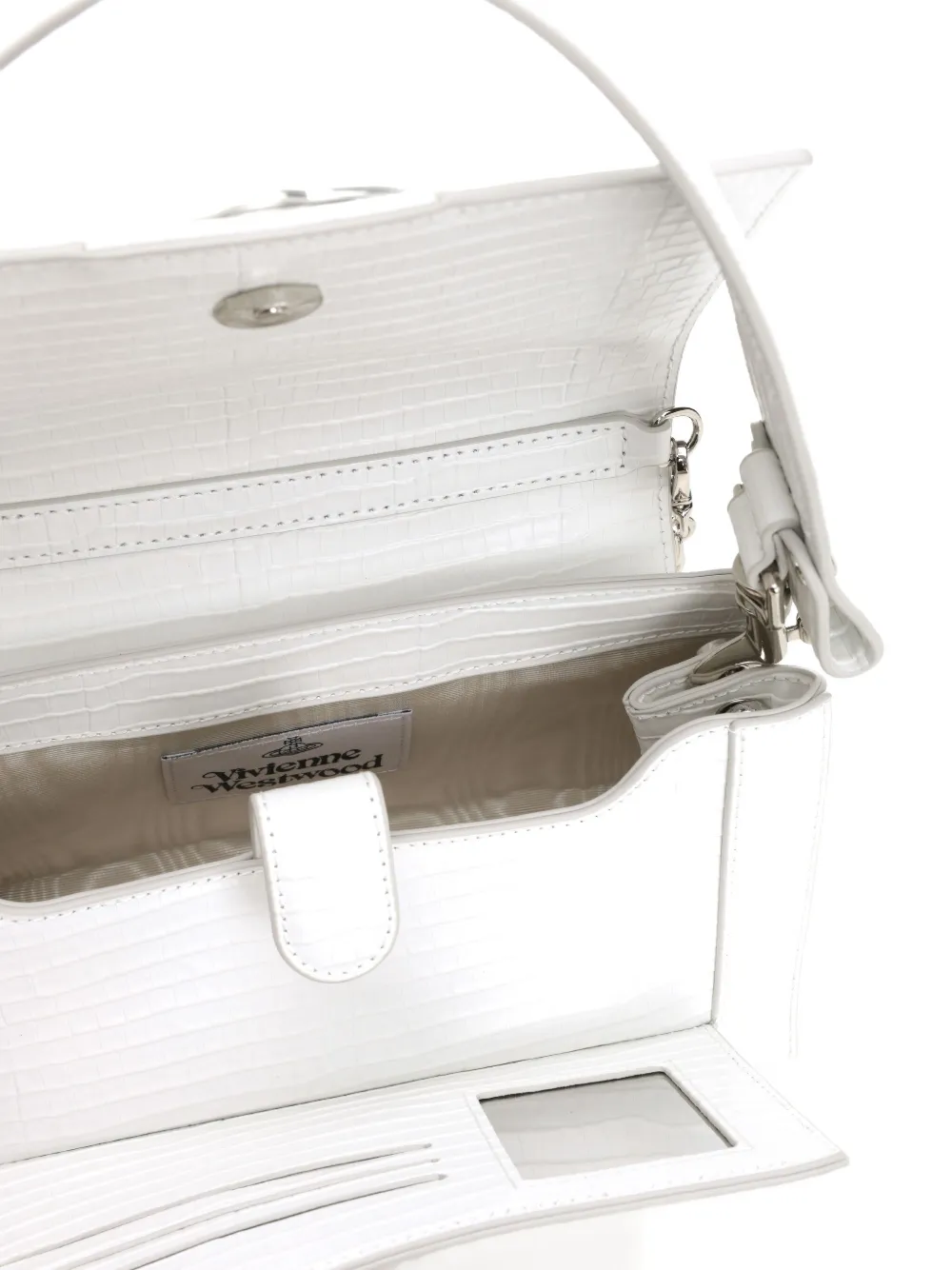 Vivienne Westwood Medium Hazel Leather Shoulder Bag In White