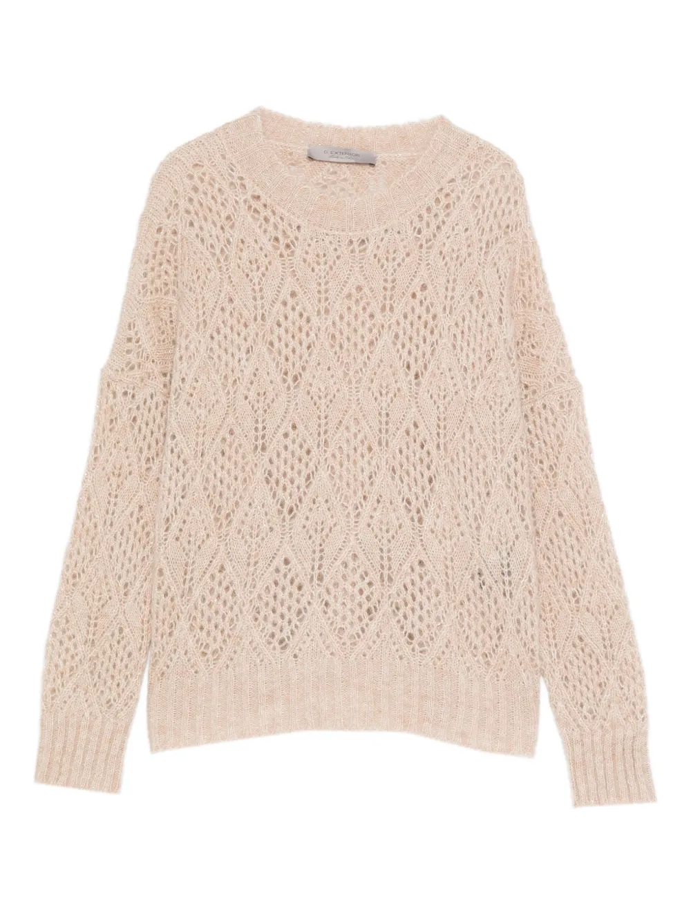 D.Exterior open-knit round-neck sweater | Neutrals | Image 1