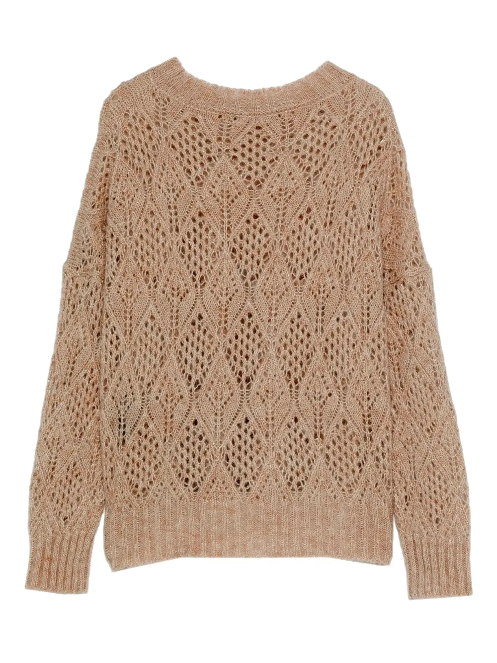 Open-Knit Round-Neck Sweater