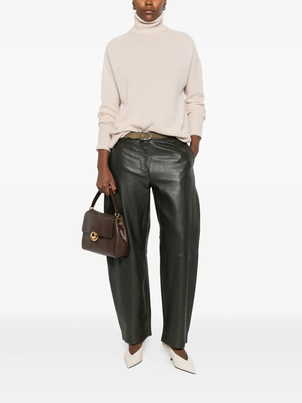 Roberto Collina Turtleneck Ribbed Sweater In Neutral