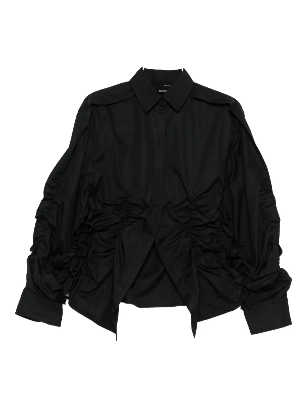 Isabel Benenato Ruffled Gathered Shirt In Black