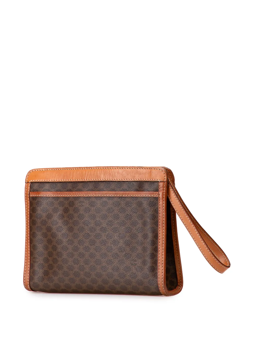 Pre-owned Celine 1993 Macadam Coated Canvas Clutch Bag In Brown