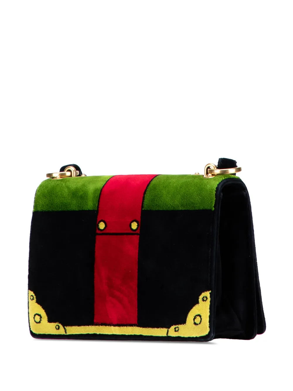 Pre-owned Prada 2013-2025 Velluto Ricamo Trompe L Oeil Cahier Crossbody Bag In Black