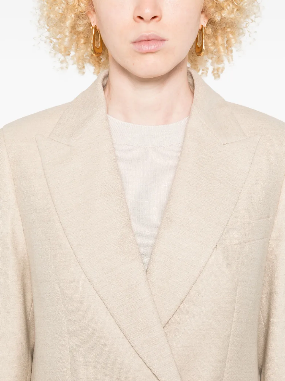 Peserico Double-breasted Notched Blazer In Neutral
