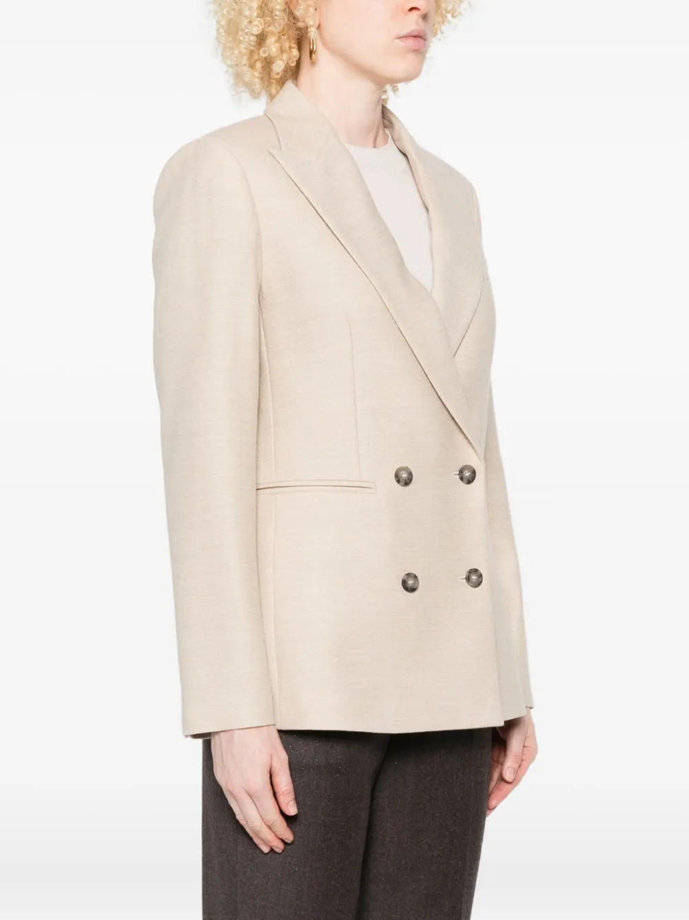 Peserico Double-breasted Notched Blazer In Neutral