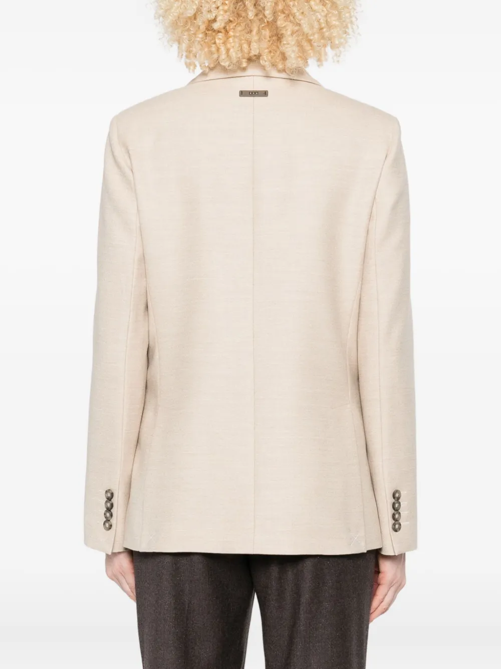 Peserico Double-breasted Notched Blazer In Neutral