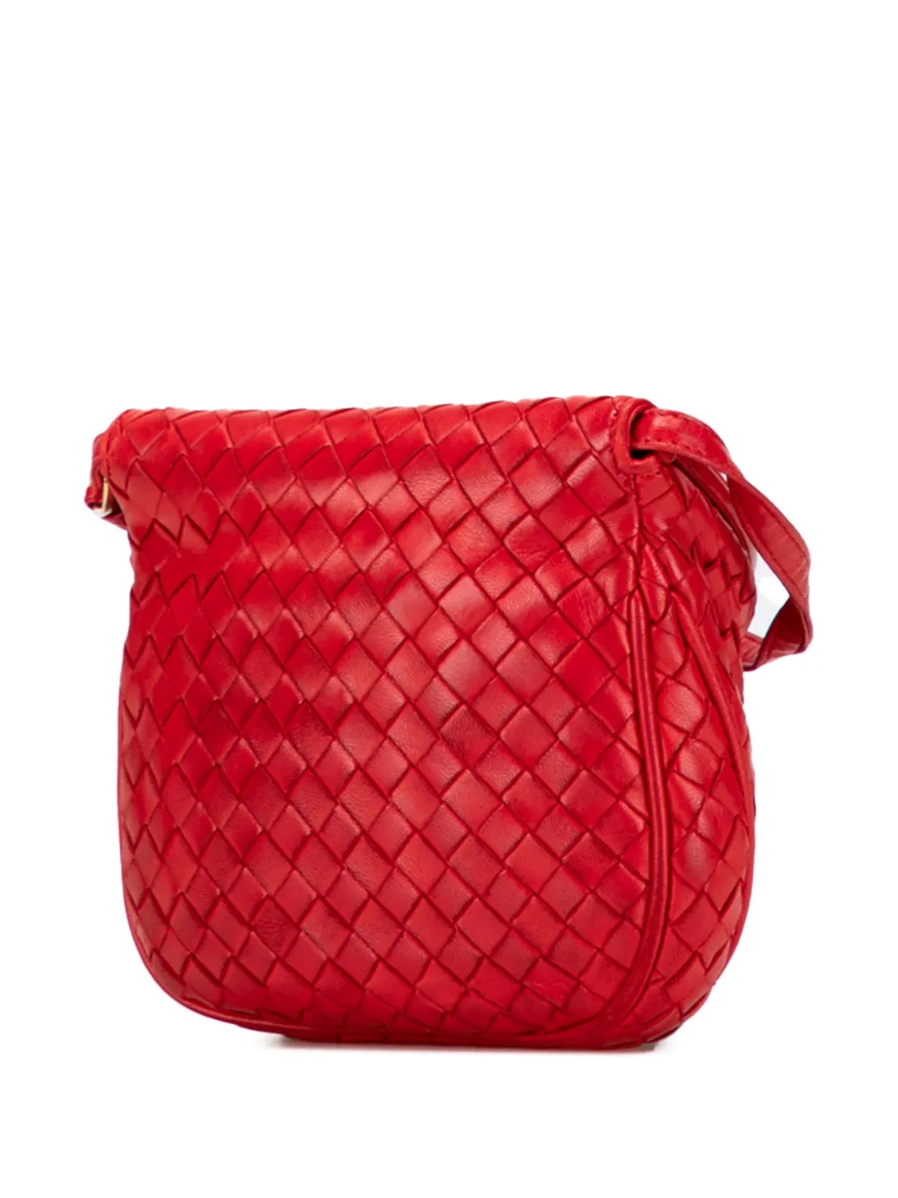 Pre-owned Bottega Veneta 20th Century Nappa Intrecciato Marco Polo Crossbody Bag In Red