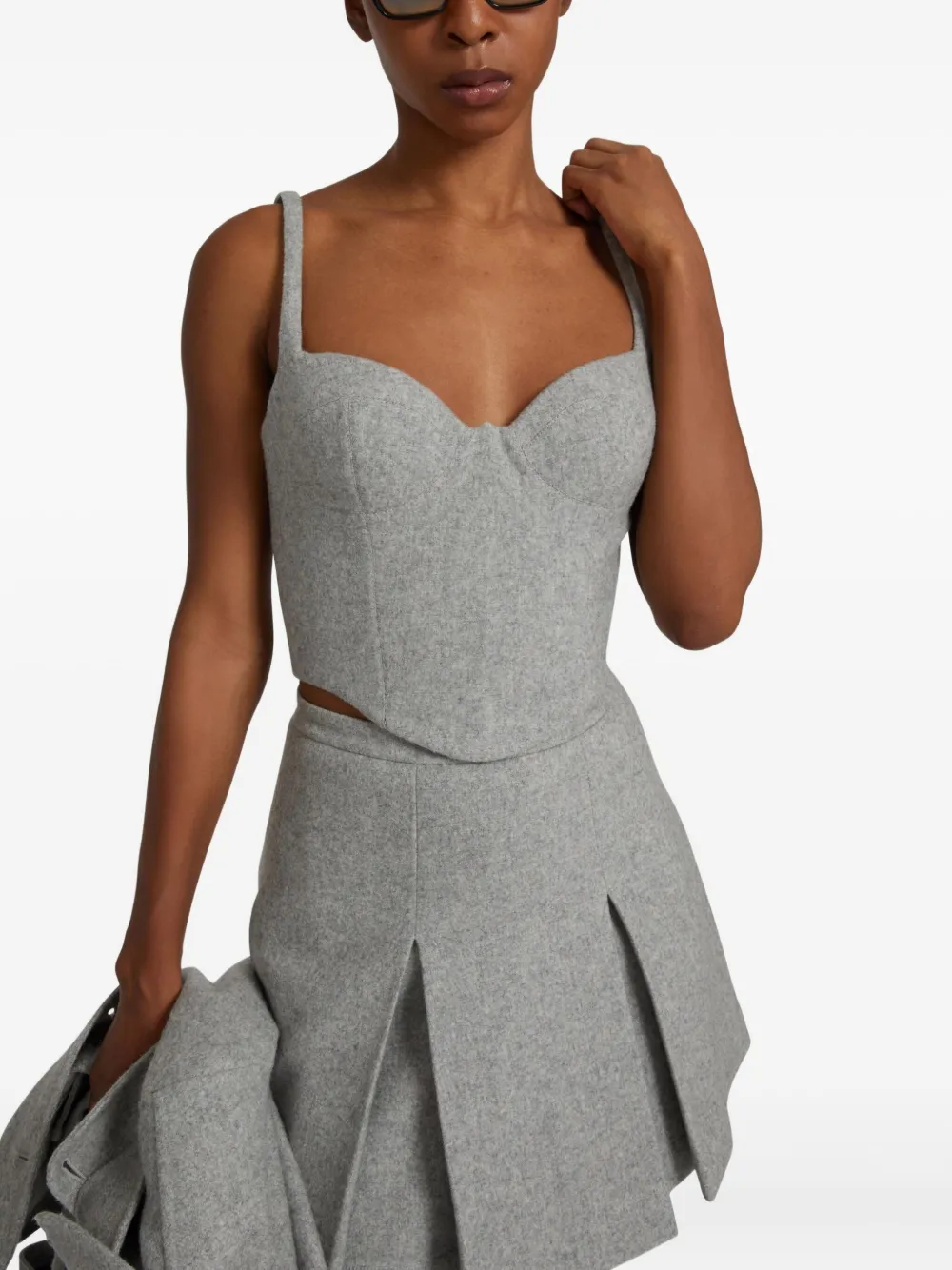Ermanno Scervino Bustier Wool Top In Gray