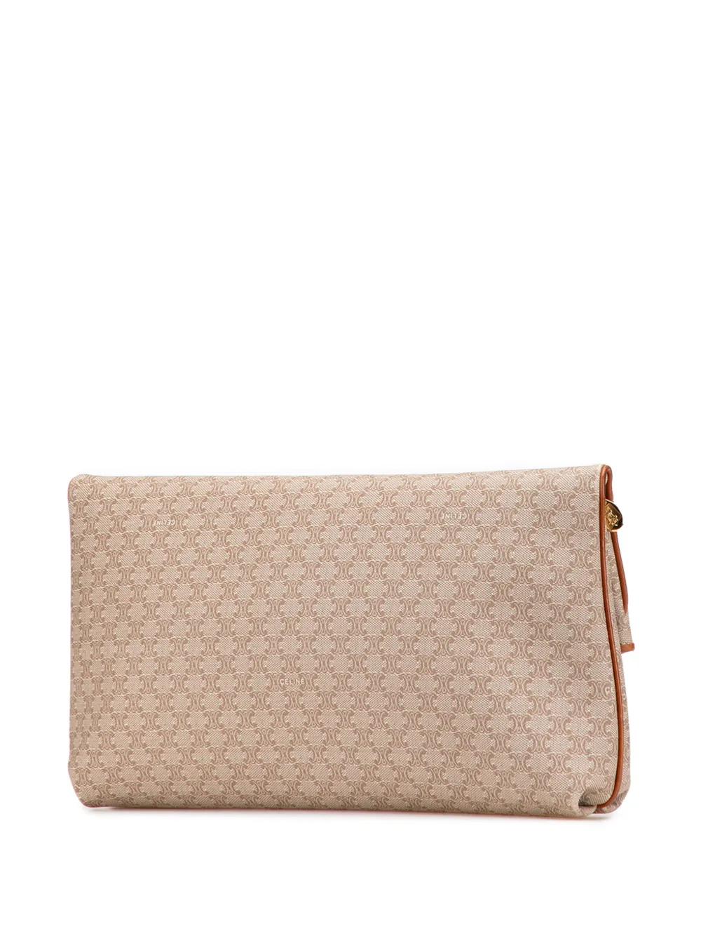 Pre-owned Celine 2005 Macadam Coated Canvas Clutch Bag In Brown