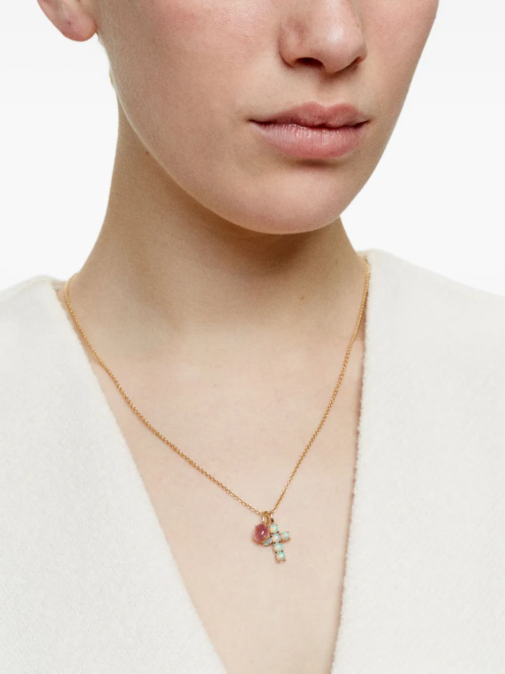 We by WHITEbIRD 18K yellow gold Ismène Cross opal pendant | Image 2