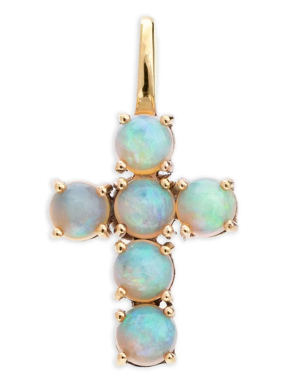 We by WHITEbIRD 18K yellow gold Ismène Cross opal pendant - ブルー We by WHITEbIRD 18K yellow gold Ismène Cross opal pendant - ブルー