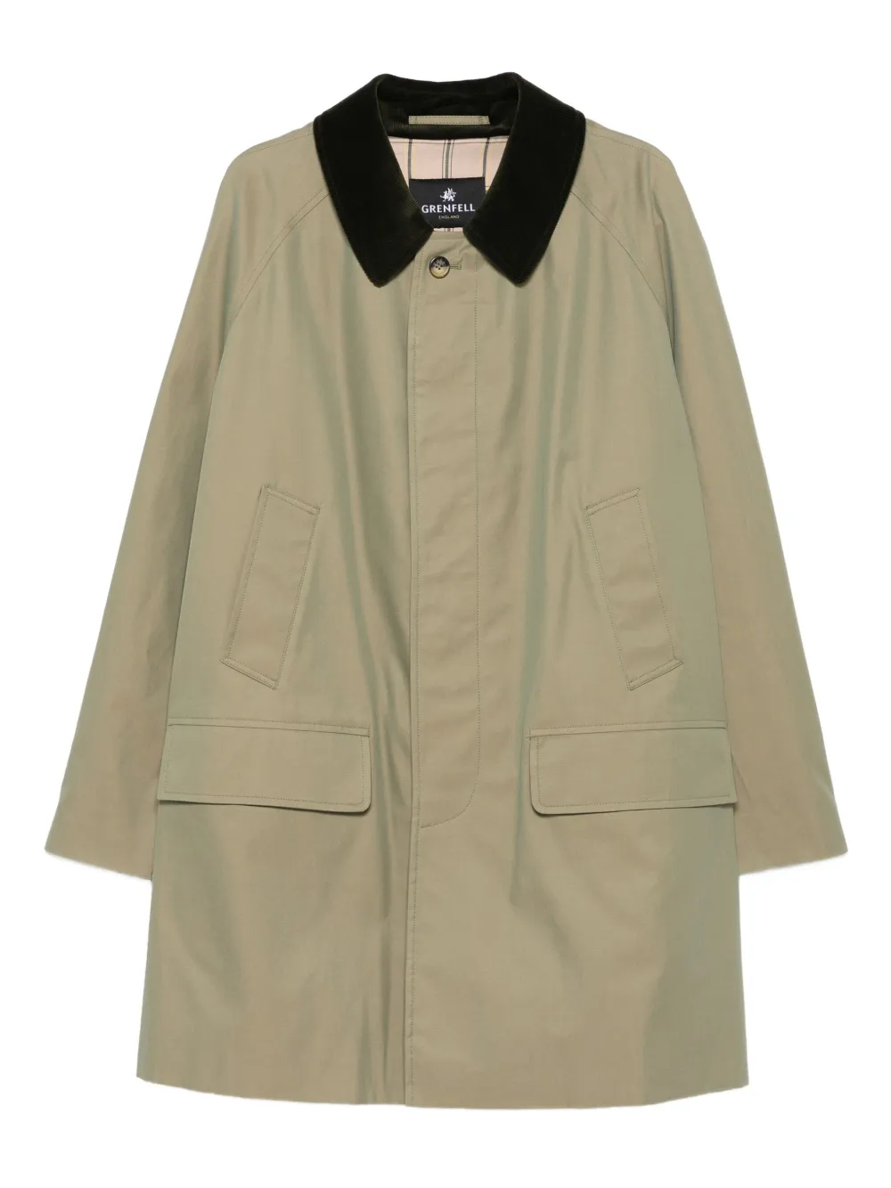 Grenfell velvet-collared buttoned coat | Green | Image 1