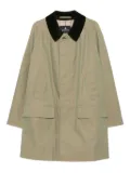 Grenfell velvet-collared buttoned coat - Green