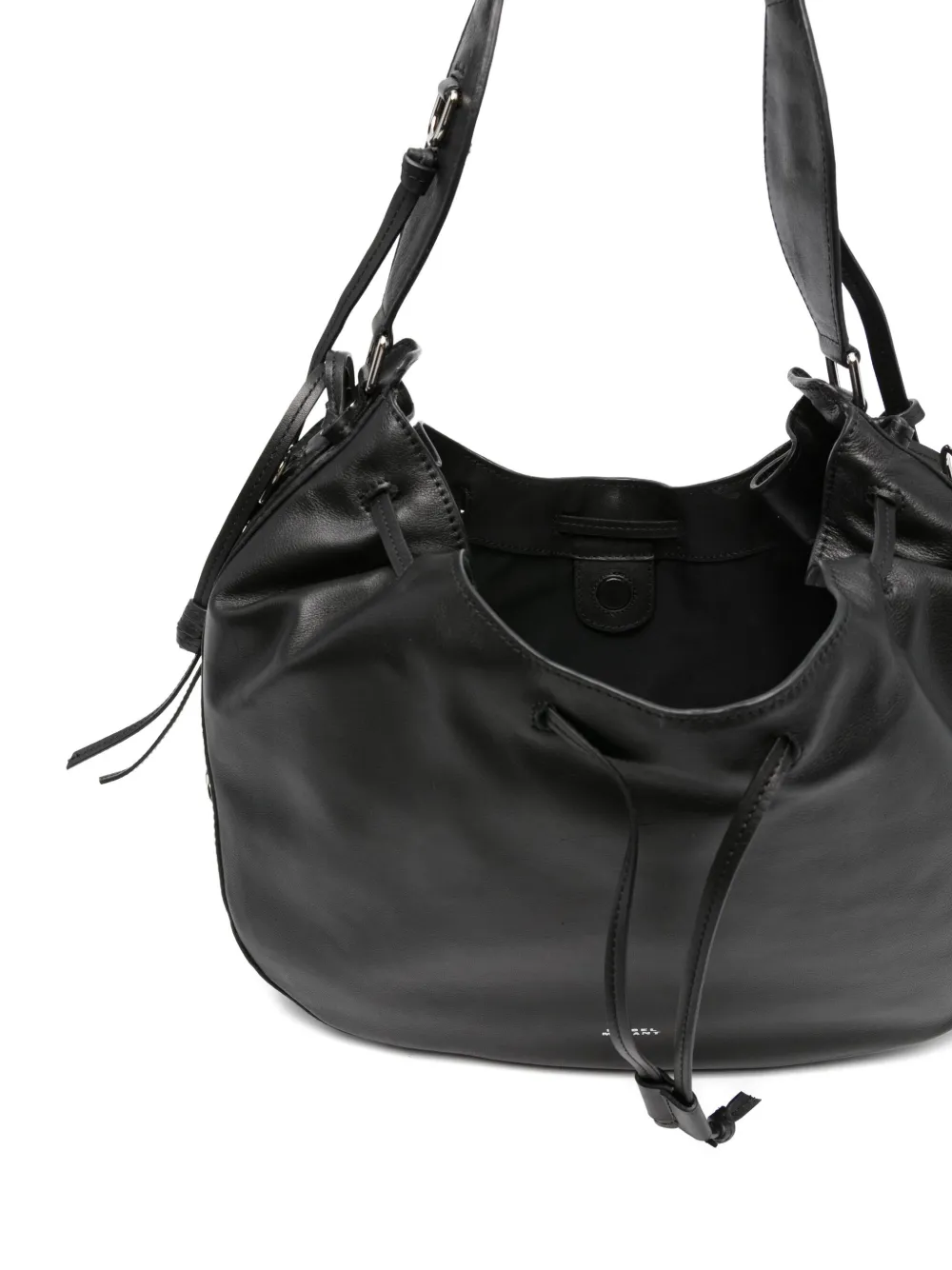 Isabel Marant Drawstring Leather Shoulder Bag In Black