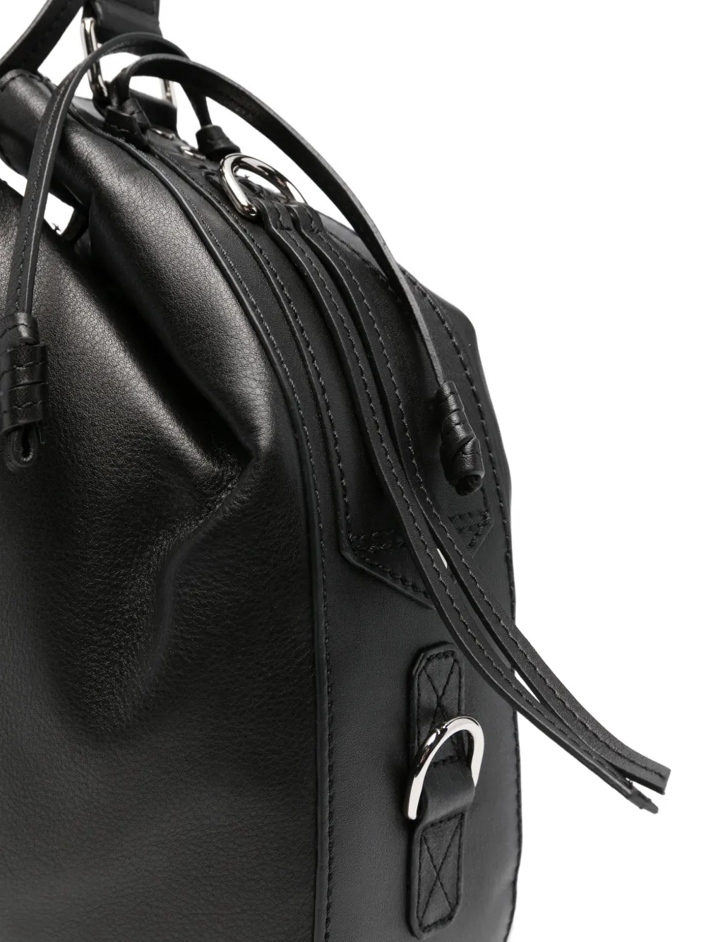 Isabel Marant Drawstring Leather Shoulder Bag In Black