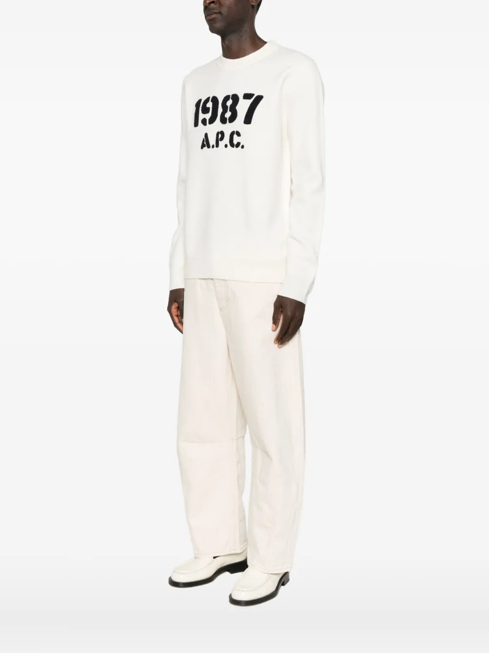 Apc Crew-neck Long-sleeve Sweater In White