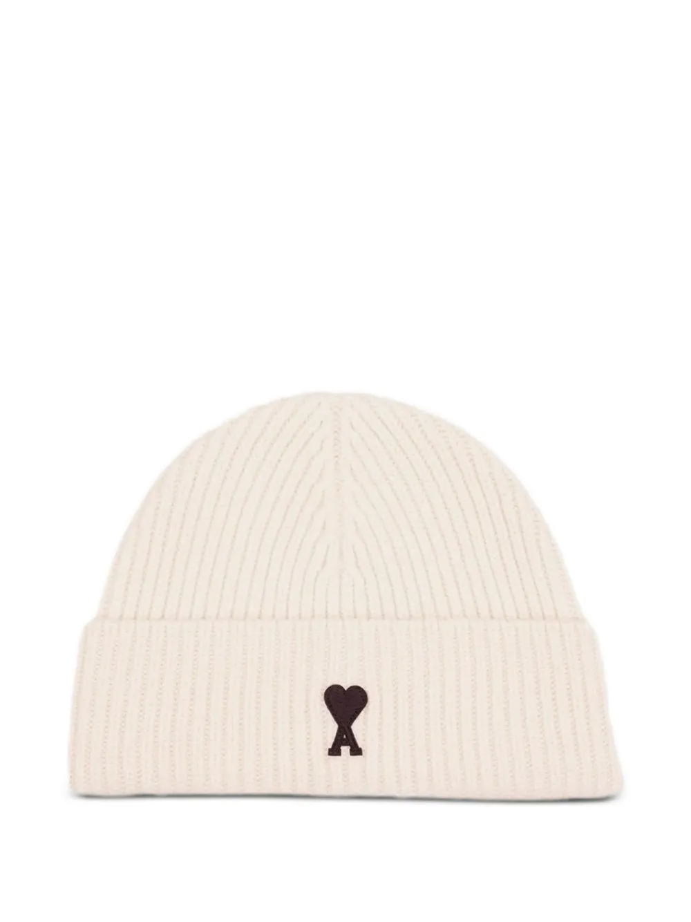 AMI Paris ribbed folded-brim beanie hat | Neutrals | Image 1