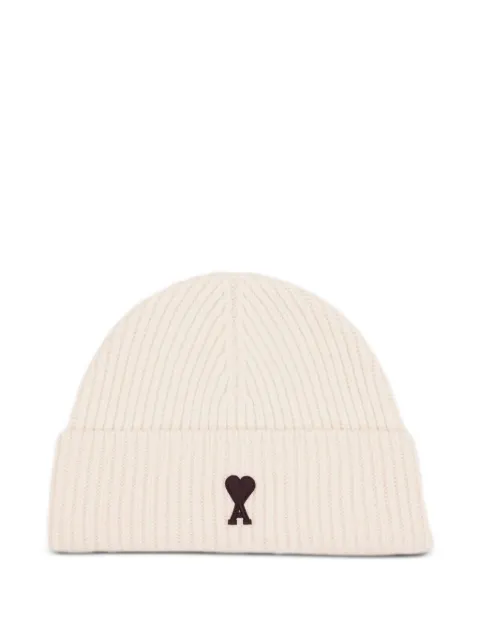 AMI Paris ribbed folded-brim beanie hat
