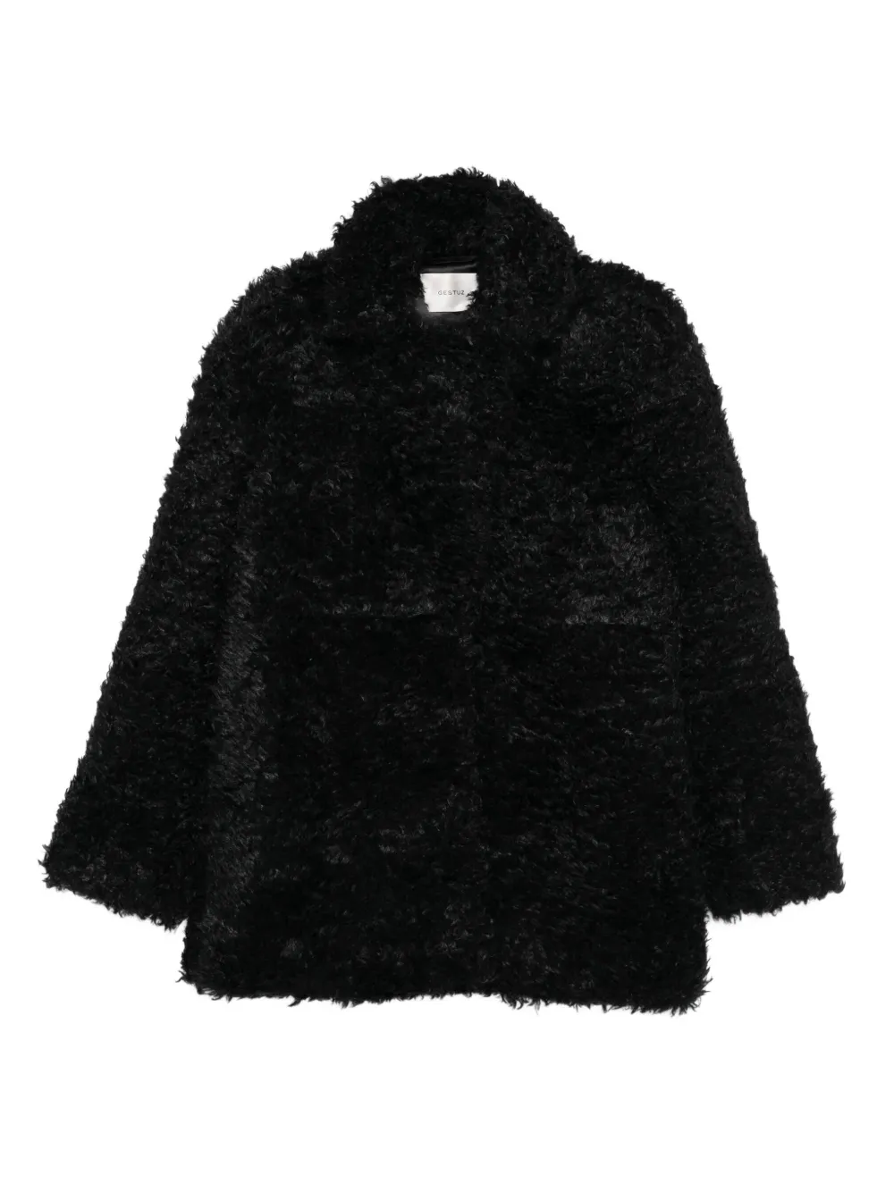Gestuz Long-sleeve Textured Coat In Black