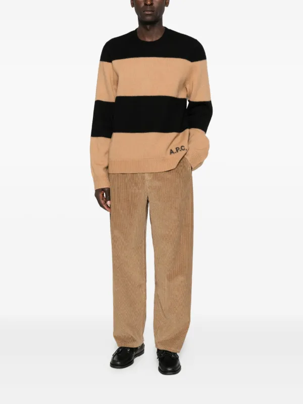 A.P.C. アーペーセー ウール カシミア ストライプ ニット L A.P.C. 