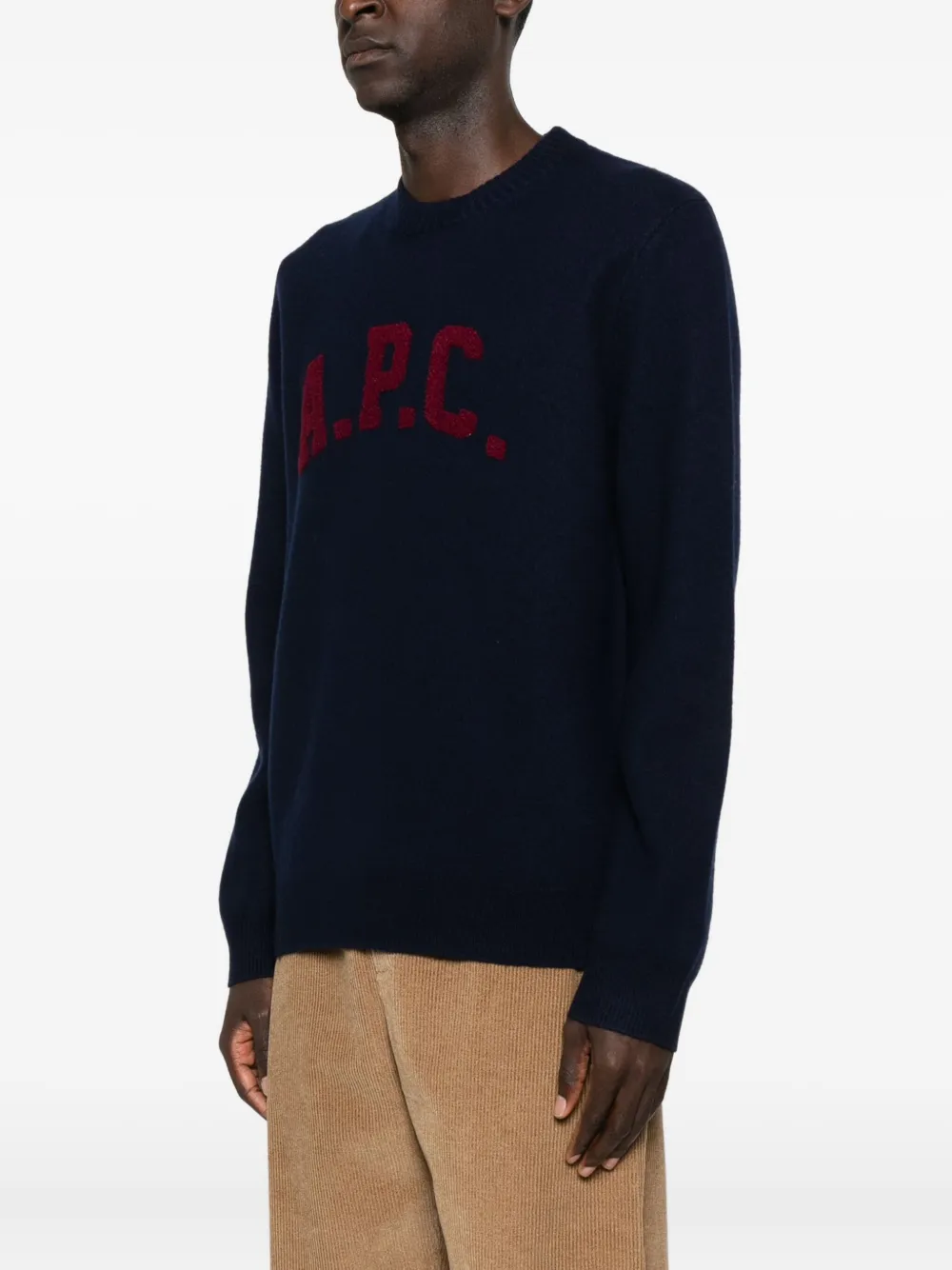 A.P.C. Trui met ronde hals en logodetail Blauw