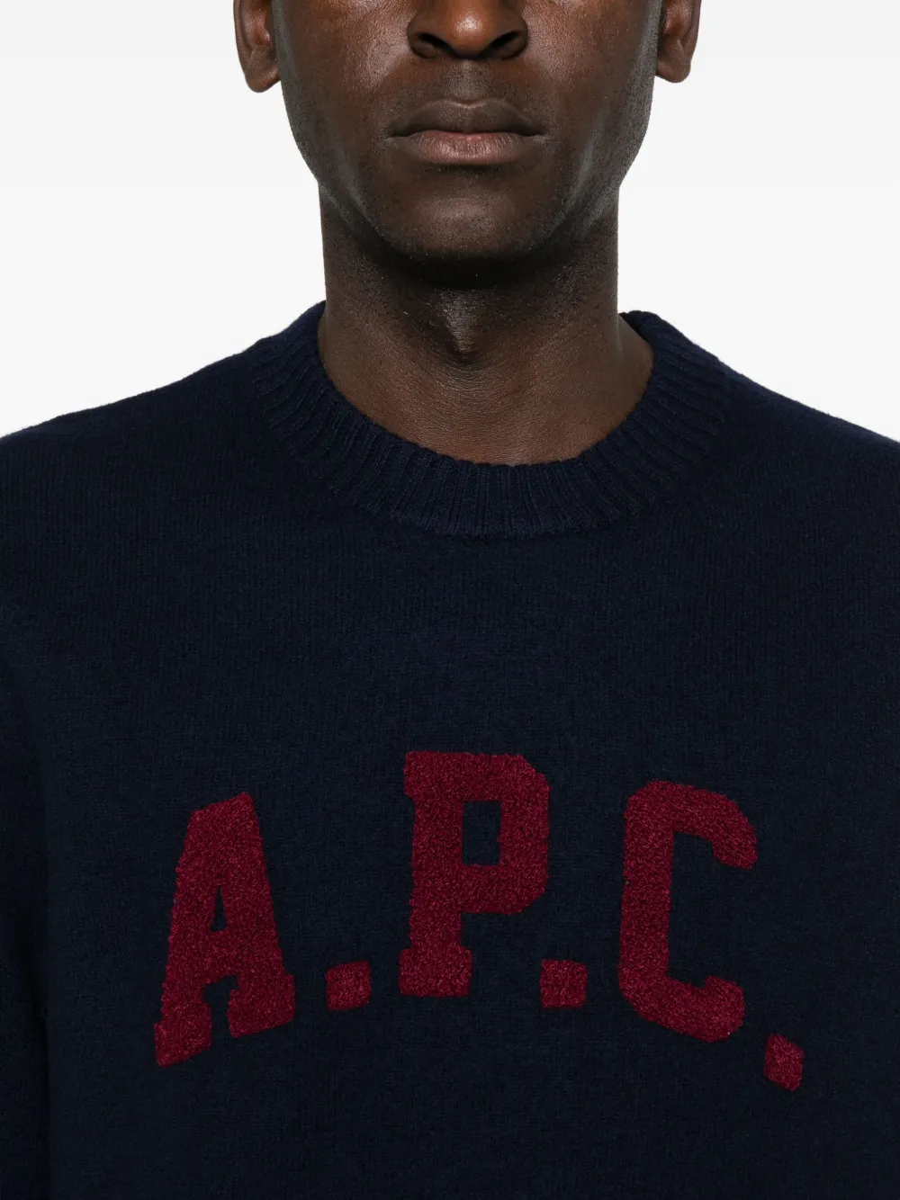 A.P.C. Trui met ronde hals en logodetail Blauw