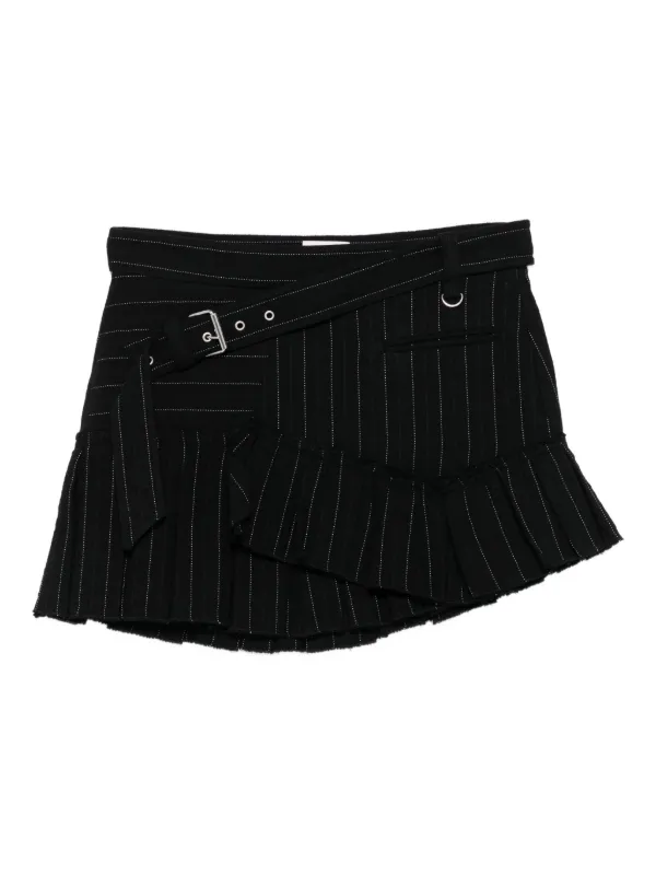 ISABEL MARANT Maddy Pinstripe Ruffled Skirt | Black | FARFETCH