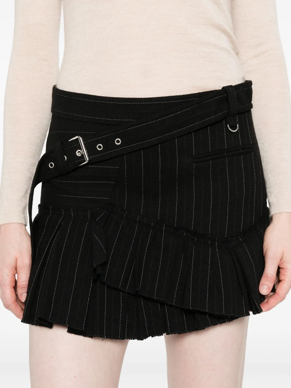 Isabel Marant Womens Black Atrium Maddy Pinstripe Cotton-blend Mini Skirt In Black