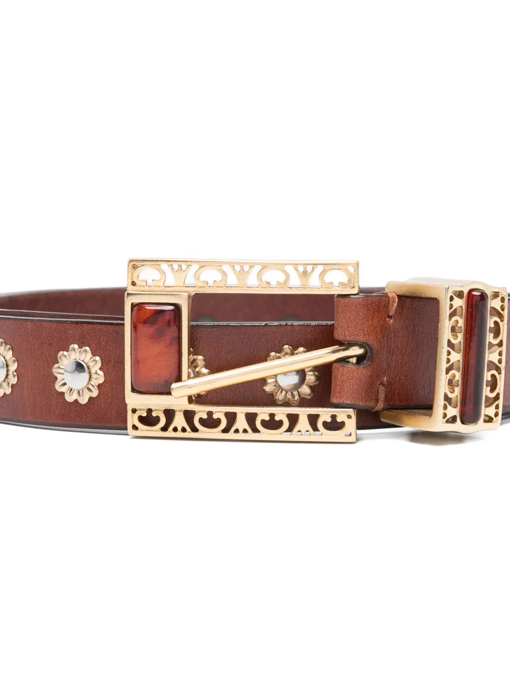 Golden Goose Embellished Buckle Belt In Brown