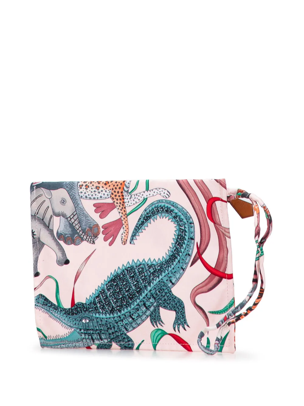 Pre-owned Hermes 2010-2025 Silk La Marche Du Zambeze Silky City Pouch In Pink