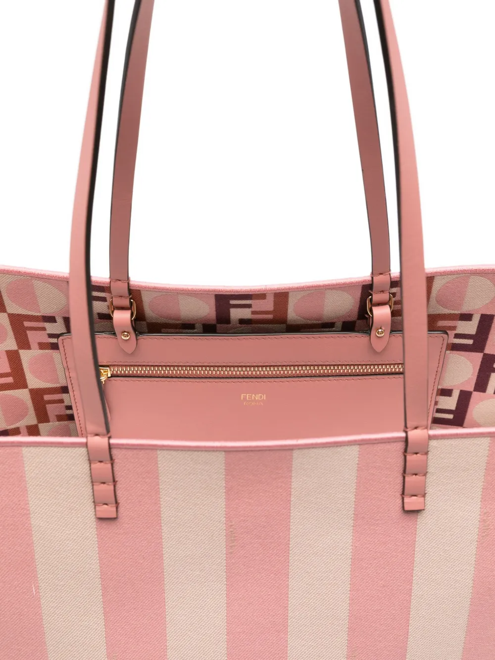Fendi Large Striped Tote Bag In Pink