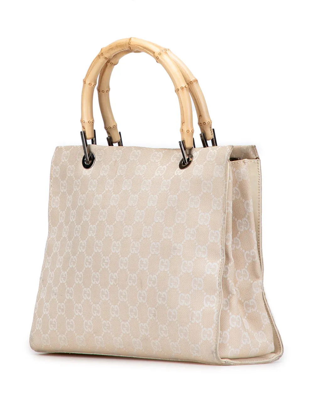 Pre-owned Gucci 2000-2015 Gg Canvas Bamboo Satchel In Brown