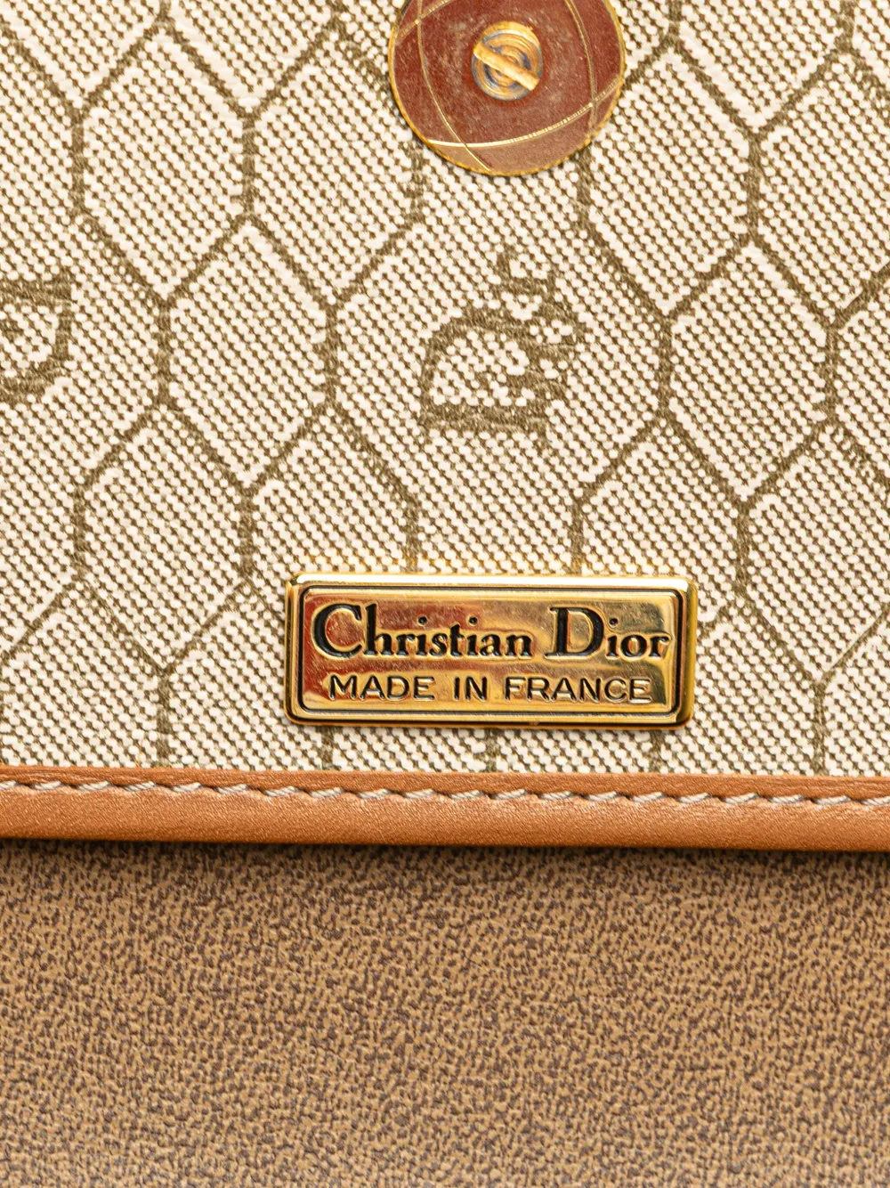 Pre-owned Dior 20th Century Honeycomb Coated Canvas Crossbody Bag In Brown
