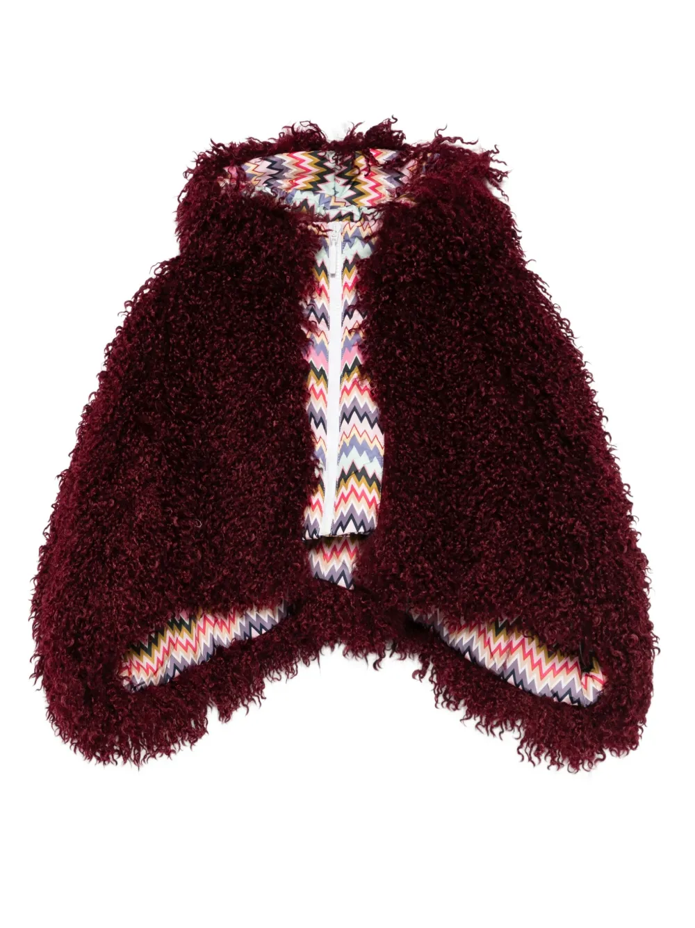 Missoni Kids faux-fur hodded jacket | Red | Image 1