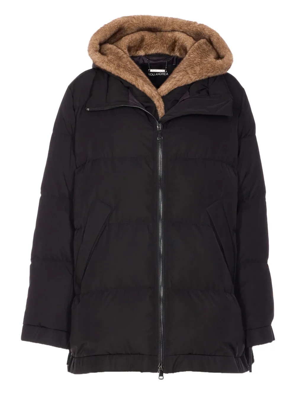 LOU ANDREA hooded zip-front parka coat - ブラック LOU ANDREA hooded zip-front parka coat - ブラック