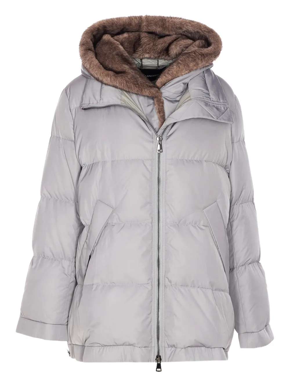 LOU ANDREA faux-fur hood parka coat - グレー LOU ANDREA faux-fur hood parka coat - グレー