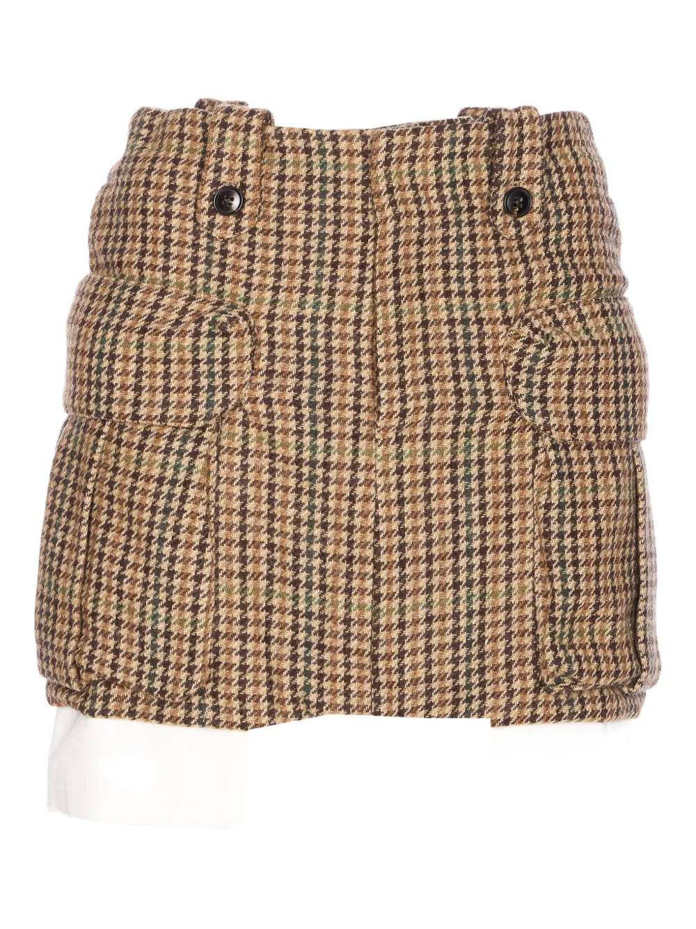 Ele Houndstooth-pattern Side-pocket Mini Skirt In Brown